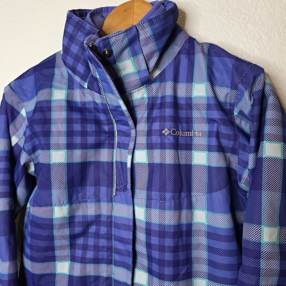 Columbia Bugaboo Girls Omnitech Ski Jacket, Purple Plaid, Size L (14-16) - Picture 2 of 7